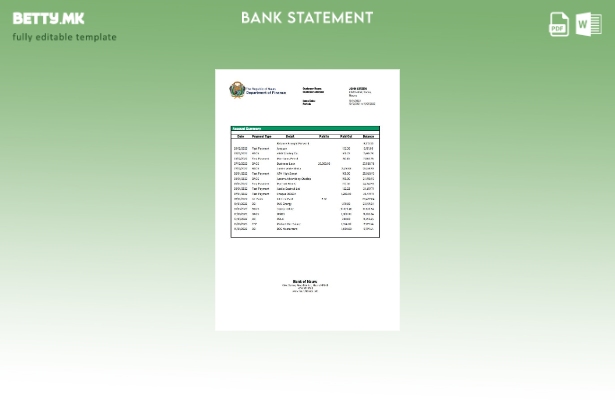 модерен стил Шаблон за збор за извод од банка на Науру Банка на Науру